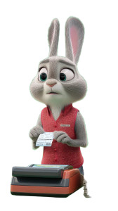 Cartoon Bunny Cashier Vinyl Car Decal Sticker – Waterproof & UV-Resistant 