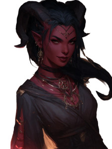 Elegant Tiefling Enchantress V2 Vinyl Car Decal Sticker – Waterproof & UV-Resistant 