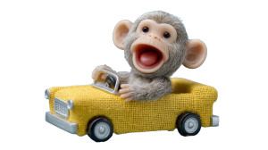 Monkey With Toy Vinyl Car Decal Sticker – Waterproof & UV-Resistant 