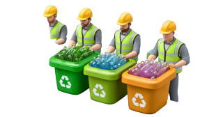 Recycling Workers Sorting Vinyl Car Decal Sticker – Waterproof & UV-Resistant Recycling Workers Sorting Vinyl Car Decal Sticker – Waterproof & UV-Resistant