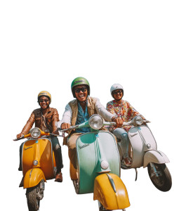 Vintage Vespa Riders V2 Vinyl Car Decal Sticker – Waterproof & UV-Resistant 