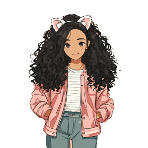 Girl With Kitty Ears Vinyl Car Decal Sticker – Waterproof & UV-Resistant 