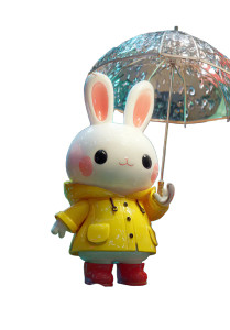 Cute Bunny Umbrella Vinyl Car Decal Sticker – Waterproof & UV-Resistant 