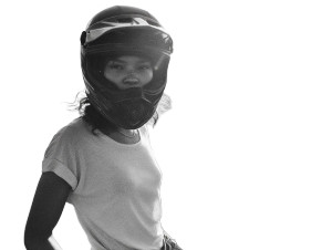Mysterious Biker Woman Vinyl Car Decal Sticker – Waterproof & UV-Resistant Mysterious Biker Woman Vinyl Car Decal Sticker – Waterproof & UV-Resistant