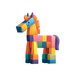 Colorful Block Horse Vinyl Car Decal Sticker – Waterproof & UV-Resistant 