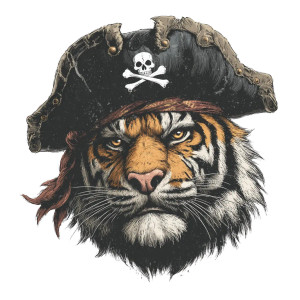 Tiger Pirate Vinyl Car Decal Sticker – Waterproof & UV-Resistant 