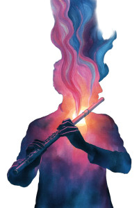 Ethereal Flute Player Vinyl Car Decal Sticker – Waterproof & UV-Resistant 