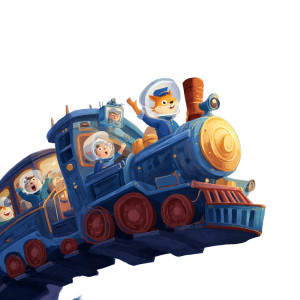 Space Train Adventure Vinyl Car Decal Sticker – Waterproof & UV-Resistant 
