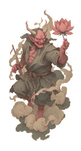 Oni Lotus Tattoo Vinyl Car Decal Sticker – Waterproof & UV-Resistant 