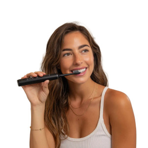 Smiling Brushing Woman V2 Vinyl Car Decal Sticker – Waterproof & UV-Resistant 