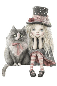 Gothic Girl And Cat Vinyl Car Decal Sticker – Waterproof & UV-Resistant 