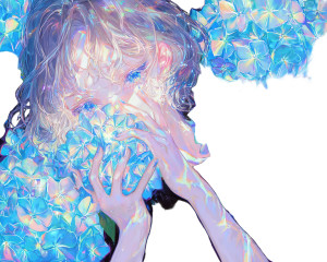 Colorful Hydrangea Girl V2 Vinyl Car Decal Sticker – Waterproof & UV-Resistant 