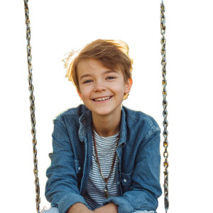 Cheerful Boy Swinging Vinyl Car Decal Sticker – Waterproof & UV-Resistant 