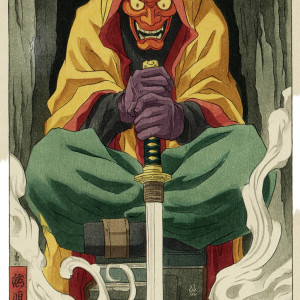 Mystical Oni Monk Vinyl Car Decal Sticker – Waterproof & UV-Resistant 