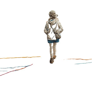 Embroidered Girl Sketch Vinyl Car Decal Sticker – Waterproof & UV-Resistant 