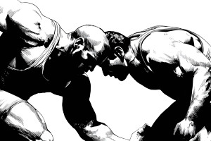 Wrestlers' Intense Stare Vinyl Car Decal Sticker – Waterproof & UV-Resistant 