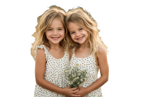 Twin Girls Dresses Vinyl Car Decal Sticker – Waterproof & UV-Resistant 