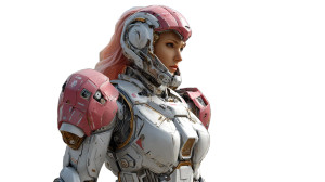 Pink Cyberpunk Warrior Vinyl Car Decal Sticker – Waterproof & UV-Resistant 