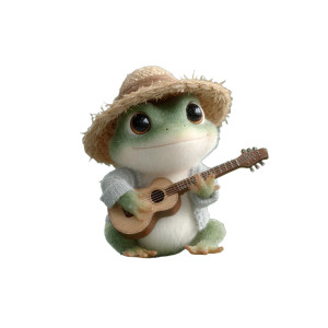 Guitar-Playing Frog Vinyl Car Decal Sticker – Waterproof & UV-Resistant 
