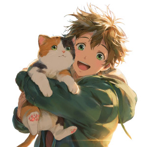 Anime Boy With Cat Vinyl Car Decal Sticker – Waterproof & UV-Resistant 