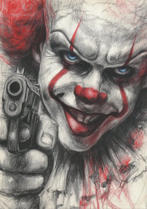 Evil Clown Drawing Vinyl Car Decal Sticker – Waterproof & UV-Resistant 
