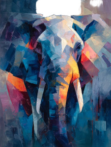 Cubist Elephant Painting Vinyl Car Decal Sticker – Waterproof & UV-Resistant Cubist Elephant Painting Vinyl Car Decal Sticker – Waterproof & UV-Resistant