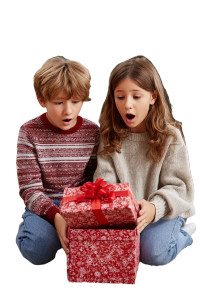 Surprised Siblings Opening Gift Vinyl Car Decal Sticker – Waterproof & UV-Resistant 