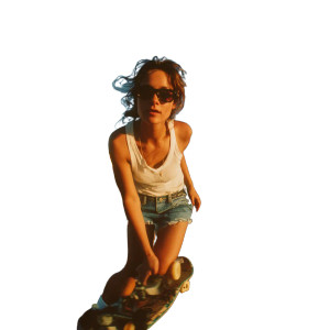 Skateboarding Hippie Girl Vinyl Car Decal Sticker – Waterproof & UV-Resistant 