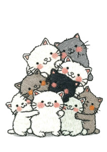 Cute Kittens Embroidery Vinyl Car Decal Sticker – Waterproof & UV-Resistant 