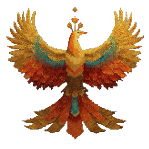 Golden Pixel Phoenix Vinyl Car Decal Sticker – Waterproof & UV-Resistant 