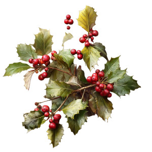 Holly Sprigs Vinyl Car Decal Sticker – Waterproof & UV-Resistant 