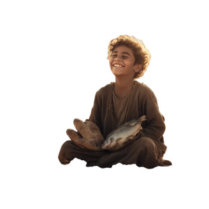 Smiling Boy With Bread Vinyl Car Decal Sticker – Waterproof & UV-Resistant 