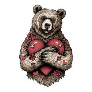 Bear Hugging Heart Vinyl Car Decal Sticker – Waterproof & UV-Resistant 
