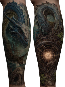 Dragon Calf Tattoo Vinyl Car Decal Sticker – Waterproof & UV-Resistant 