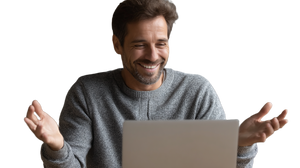 Middle-Aged Man Videocalling Vinyl Car Decal Sticker – Waterproof & UV-Resistant 