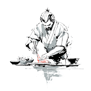 Sushi Chef Art Vinyl Car Decal Sticker – Waterproof & UV-Resistant 