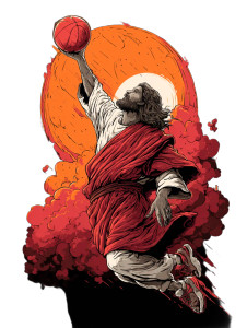 Jesus Dunking Basketball Vinyl Car Decal Sticker – Waterproof & UV-Resistant 