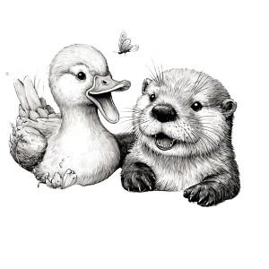 Smiling Duck & Otters Vinyl Car Decal Sticker – Waterproof & UV-Resistant 