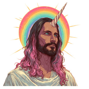 Jesus Unicorn Rainbow V2 Vinyl Car Decal Sticker – Waterproof & UV-Resistant 