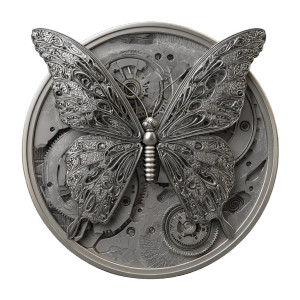 Mechanical Butterfly Coin Vinyl Car Decal Sticker – Waterproof & UV-Resistant 