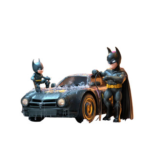 Batman Washing Batmobile Vinyl Car Decal Sticker – Waterproof & UV-Resistant 