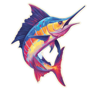 Anime Marlin Fish Vinyl Car Decal Sticker – Waterproof & UV-Resistant 