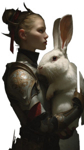 Warrior With Rabbit Vinyl Car Decal Sticker – Waterproof & UV-Resistant 