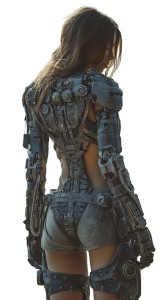 Metal Exoskeleton Girl Vinyl Car Decal Sticker – Waterproof & UV-Resistant 