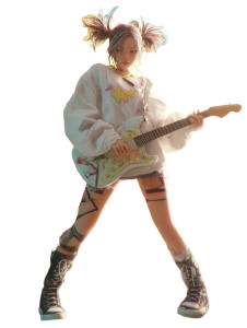 Electric Guitar Girl V3 Vinyl Car Decal Sticker – Waterproof & UV-Resistant 
