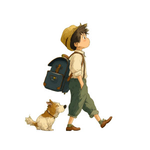 Boy With Dog V2 Vinyl Car Decal Sticker – Waterproof & UV-Resistant 