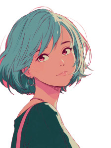 Blue-Haired Cartoon Girl Vinyl Car Decal Sticker – Waterproof & UV-Resistant 