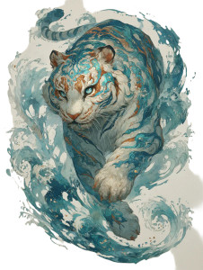 Mythical Tiger Art Vinyl Car Decal Sticker – Waterproof & UV-Resistant Mythical Tiger Art Vinyl Car Decal Sticker – Waterproof & UV-Resistant
