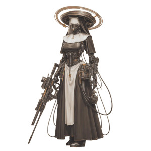 Steampunk Nun Vinyl Car Decal Sticker – Waterproof & UV-Resistant Steampunk Nun Vinyl Car Decal Sticker – Waterproof & UV-Resistant