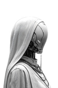 Futuristic Robotic Nun Vinyl Car Decal Sticker – Waterproof & UV-Resistant 